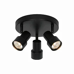 Plafondarmatuur BOSTON 3-vlams GU10 IP20, zwart dimbaar
