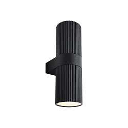 Wandarmatuur voor buitenshuis KYKLOP RIPPLE WL MAXI up / down, cilindrisch, met Lamphouder E27 IP54, zwart mat