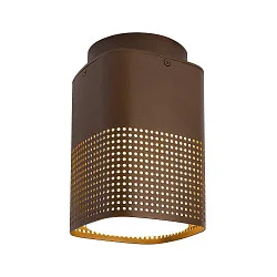 outdoor ceiling luminaire SIDARA CL square, perforated, sea-air resistant, with lamp socket E27 IP54, seaside metallic brown