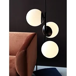 Pendant luminaire LILLY, E14, IP20, Glas opal white, black