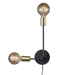 Wall luminaire JOSEFINE, 2x E27, IP20, black matt/brass