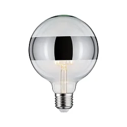 Lichtbron filament globe DECO GLOBE LED MIRROR-RING SILVER G125 helder E27 6,5W 640lm 2700K CRI >80 dimbaar