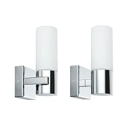 Badkamerarmatuur GEMINI set van 2 E14 IP44, chroom dimbaar