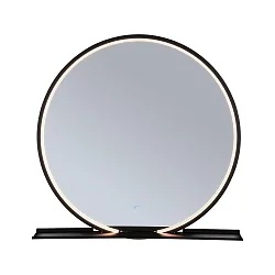 mirror with lighting MIRO Ø 50CM round, with frame, tunable white, with shelf IP44, black matt 