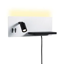 Leesarmatuur SERRA LED met USB-aansluiting, rechts IP20, zwart, wit dimbaar