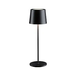 battery table lamp GILO USB-C up / down, with USB connection, set back, with touch dimmer IP44, black matt dimmable