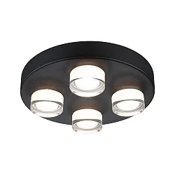 Plafondarmatuur KAME Ø 250MM 4-vlams, rond, schakelbaar IP44, mat, signaal zwart 