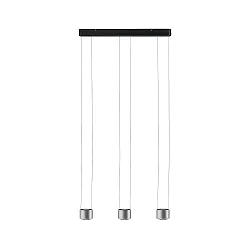 Pendelarmatuur ALDAN LED up down, 3-vlams, aluminium geborsteld, zwart dimbaar