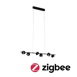 Pendelarmatuur PURIC PANE LED 6-vlams, ZigBee aanstuurbaar LED, grijs, zwart dimbaar