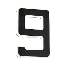 solar house number light with accumulator, indirect IP44, black, white matt 