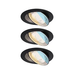 Spot AUMUS rond, set van 3 IP20, zwart mat dimbaar
