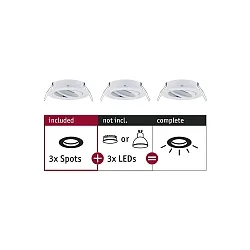 Inbouwarmatuur CHOOSE draaibaar, set van 3 IP23, wit mat dimbaar