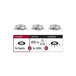 Inbouwarmatuur CHOOSE draaibaar, set van 3 IP23, chroom dimbaar