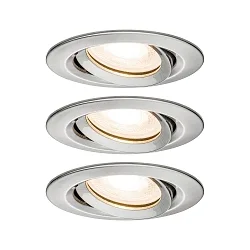 Downlight NOVA GU10 rond, draaibaar, set van 3 GU10 IP65, ijzer geborsteld dimbaar