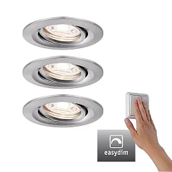 Plafondinbouwarmatuur NOVA MINI PLUS LED draaibaar, set van 3 IP23, ijzer geborsteld dimbaar
