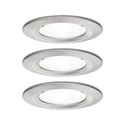Inbouwarmatuur NOVA LED stijf, set van 3 GU10 IP44, ijzer geborsteld  6,5W 470lm 4000K 36° 36° CRI >80