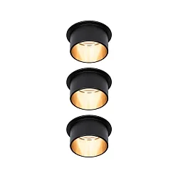 Inbouwarmatuur GIL COIN LED rond, stijf, set van 3 IP44, goud, zwart mat dimbaar 470lm 2700K CRI >80