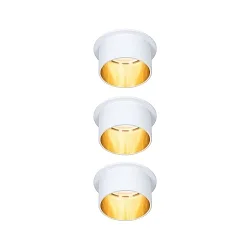 Inbouwarmatuur GIL COIN LED rond, stijf, set van 3 IP44, goud, wit mat dimbaar 470lm 2700K CRI >80