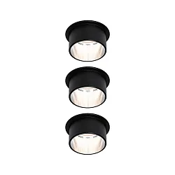 Inbouwarmatuur GIL COIN LED rond, stijf, set van 3 IP44, ijzer geborsteld, zwart mat dimbaar 470lm 2700K CRI >80