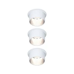 Inbouwarmatuur GIL COIN LED rond, stijf, set van 3 IP44, ijzer geborsteld, wit mat dimbaar 470lm 2700K CRI >80