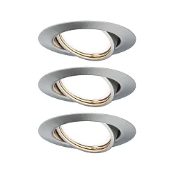 Inbouwarmatuur BASE draaibaar, set van 3 GU10 IP20, ijzer geborsteld dimbaar 15W 350lm 3000K 38° 38° CRI >80