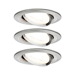 Inbouwarmatuur NOVA LED rond, draaibaar, set van 3 GU10 IP23, ijzer geborsteld  19,5W 460lm 2700K 38° 38° CRI >80
