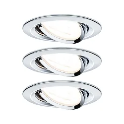 Inbouwarmatuur NOVA LED rond, draaibaar, set van 3 GU10 IP23, chroom  19,5W 460lm 2700K 38° 38° CRI >80