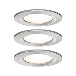 Inbouwarmatuur NOVA LED rond, stijf, set van 3 GU10 IP44, ijzer geborsteld  19,5W 460lm 2700K 38° 38° CRI >80