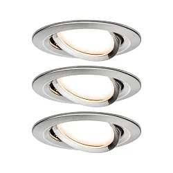 Inbouwarmatuur NOVA COIN LED rond, draaibaar, set van 3 IP23, ijzer geborsteld  19,5W 460lm 2700K 100° 100° CRI >80