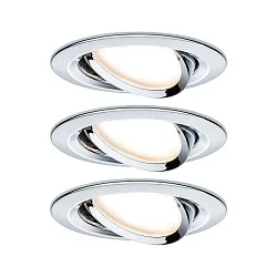 Inbouwarmatuur NOVA COIN LED rond, draaibaar, set van 3 IP23, chroom  19,5W 460lm 2700K 100° 100° CRI >80