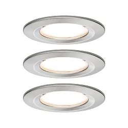 Inbouwarmatuur NOVA COIN LED rond, stijf, set van 3 IP44, ijzer geborsteld  19,5W 460lm 2700K 100° 100° CRI >80