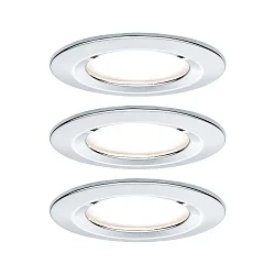 Inbouwarmatuur NOVA COIN LED rond, stijf, set van 3 IP44, chroom  460lm 2700K 100° 100° CRI >80