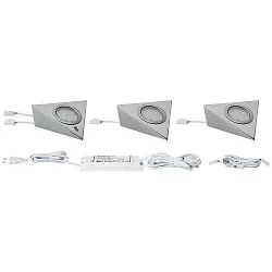 Onderbouwarmatuur PIR LED hoekig, set van 3, ijzer geborsteld  3x170lm 2700K 100° 100°