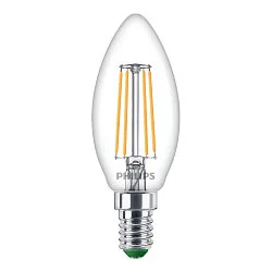 Filamentlamp kaarsvorm MASTER LEDCANDLEND2.3-40W E14 827 B35CL GUE schakelbaar C35 helder E14 2