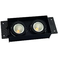 ceiling recessed luminaire VANYA 2 flames, square, swivelling, flush IP20, black dimmable