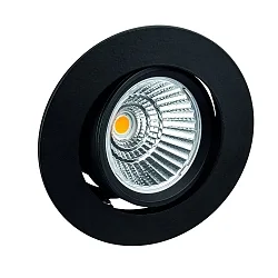 Inbouwarmatuur BAN COB rond, draaibaar, constante stroom IP40, zwart dimbaar 7W 620lm 2700K 40° CRI 90-100