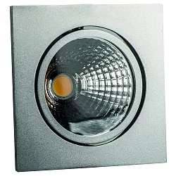 Inbouwspot GLIN COB 500MA draaibaar, vierkant, constante stroom IP40, zilver mat dimbaar