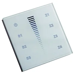 touch panel 4 ZONES SINGLE COLOUR DMX TOUCH GLASS 4 channel, DMX control signal output, white