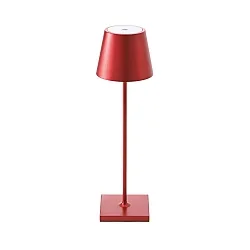 battery table lamp NUINDIE round, CCT Switch IP54, cherry red anodised dimmable