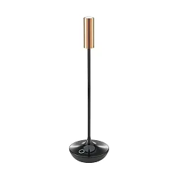 Tafellamp op batterijen NUCANDLE met Touch-Dimmer IP54, glanzend, koper, zwart dimbaar
