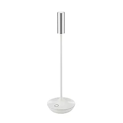 Tafellamp op batterijen NUCANDLE met Touch-Dimmer IP54, chroom, glanzend, wit dimbaar