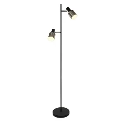 Staande lamp FJORGARD 2-vlams, met schakelaar, met stekker, instelbaar E27 IP20, zwart mat 