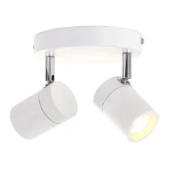 Badkamerarmatuur UPROUND 2-vlams, cilindrisch, Dim-To-Warm, instelbaar GU10 IP44, wit mat dimbaar