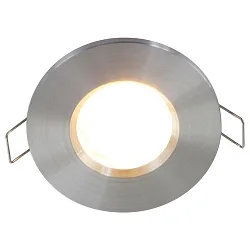 recessed luminaire PÉLITE SPOT round, rigid, with open cable GU10 IP44, steel brushed dimmable