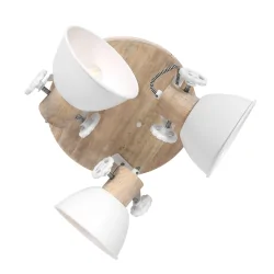 Plafondarmatuur GEARWOOD 3-vlams, rond, instelbaar E27 IP20, hout, antiek dimbaar