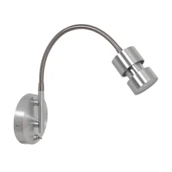 Wandarmatuur NATASJA met schakelaar, met flexibele arm GU10 IP20, staal geborsteld dimbaar