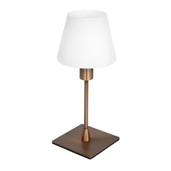 table lamp ANCILLA 1 flame, long, with switching function, conical E14 IP20, brushed bronze dimmable