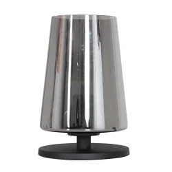 table lamp ANCILLA 1 flame, short, with switching function, conical E27 IP20, black matt dimmable