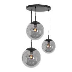 pendant luminaire BOLLIQUE 3 flames, round E27 IP20, black matt dimmable