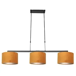 pendant luminaire STANG 3 flames E27 IP20, gold, black dimmable